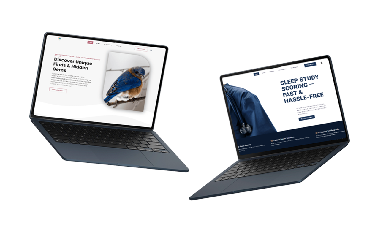 Collage of website thumbnails on various devices