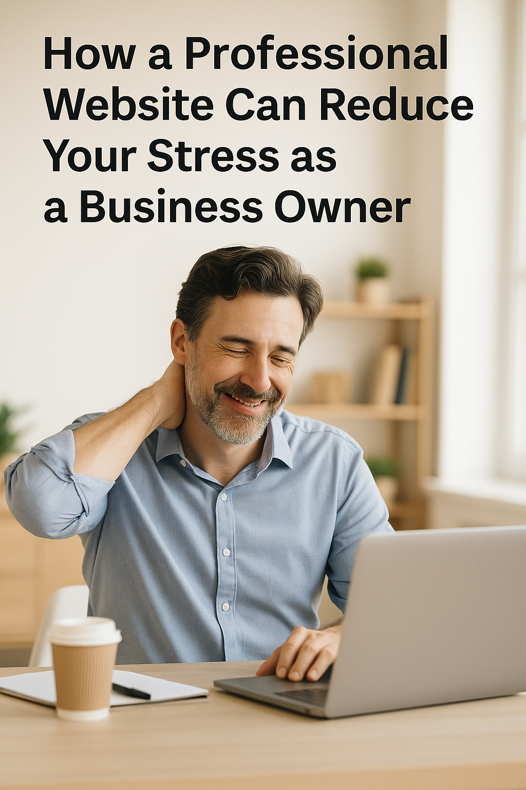 small business owner feeling relief with a professional website