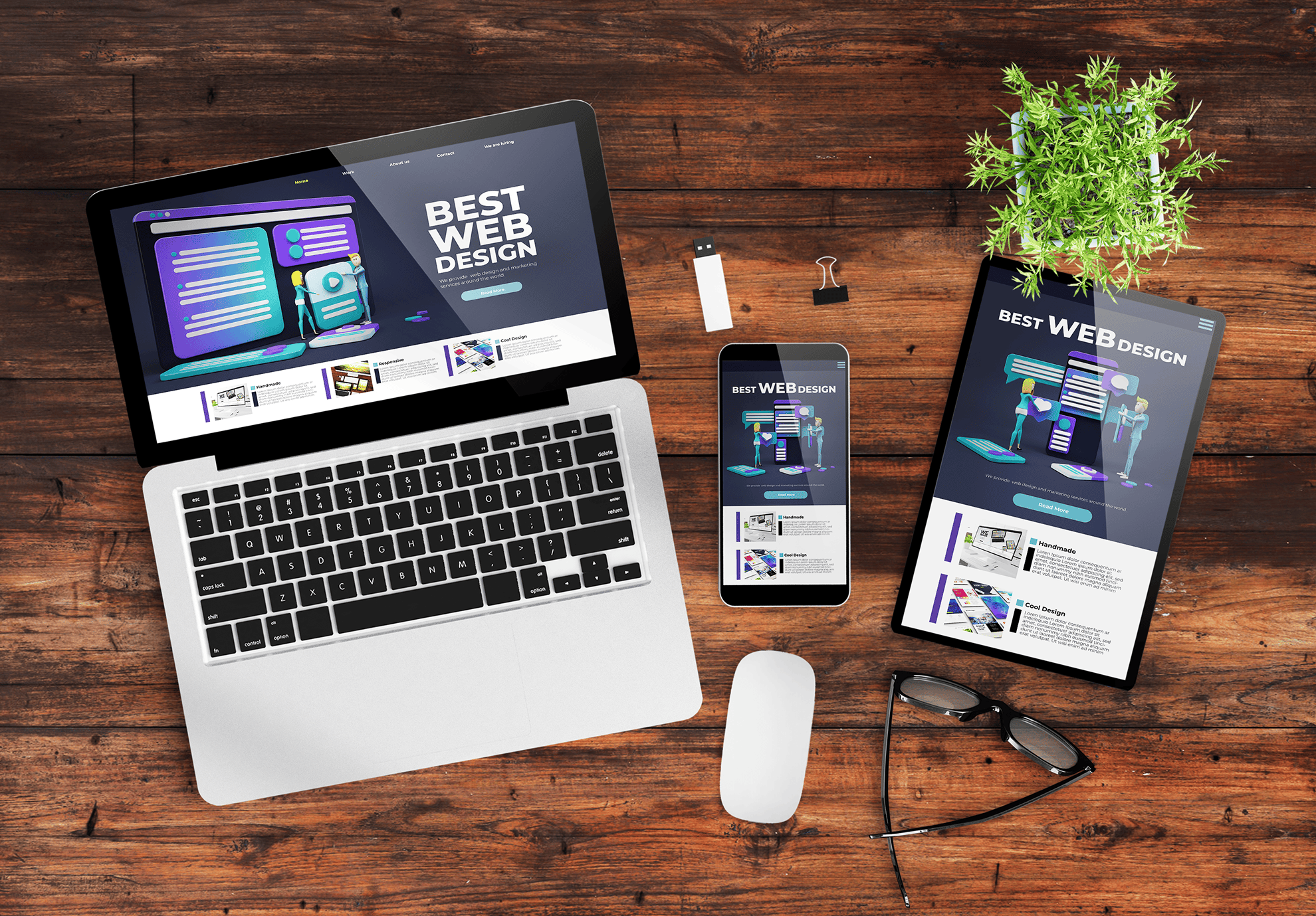 Custom web design services for Midland Michigan small businesses showing professional website on desktop and mobile devices.